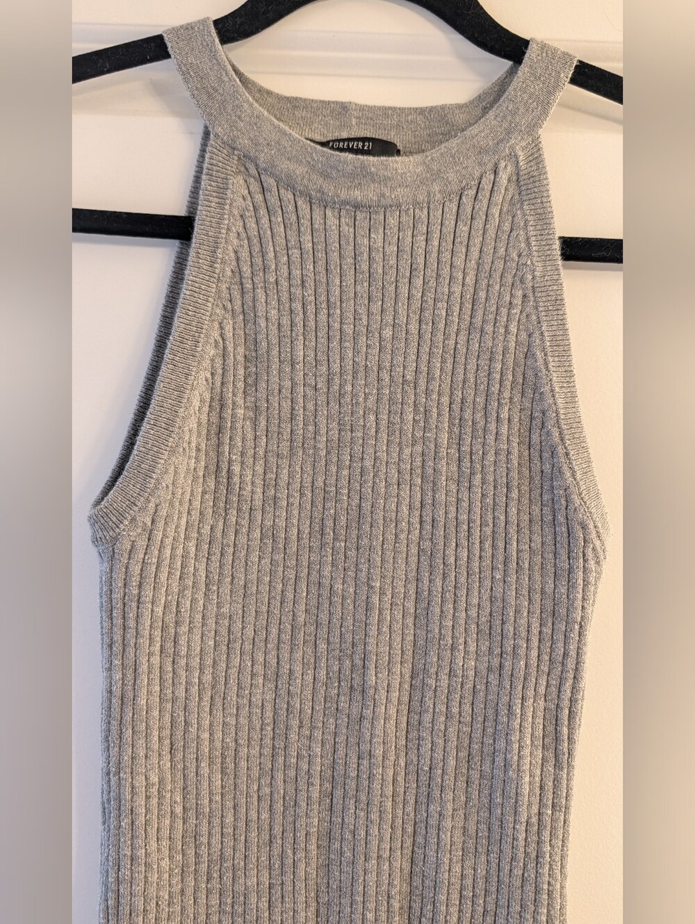Forever 21 Gray Ribbed Knit Halter Midi Dress - Picture 2 of 5